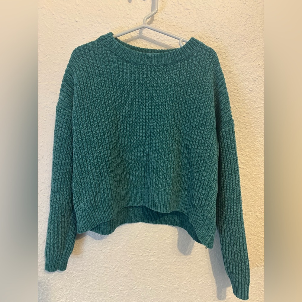 Cat & Jack Teal Ribbed Crewneck Sweater